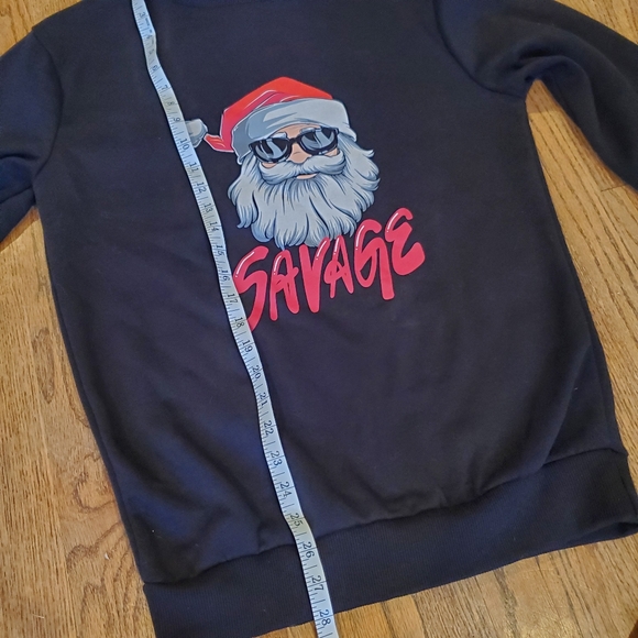 Savage Santa Nwt Womens Crewneck Christmas Sweater Medium Denim & Flower - Picture 3 of 4